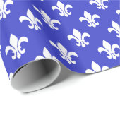 Kobalt Blue White Fleur de Lis Pattern Cadeaupapier (Rol Hoek)