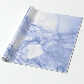 Kobalt Blue White Grey Marble Shiny Glam Cadeaupapier (Uitgerold)