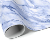 Kobalt Blue White Grey Marble Shiny Glam Cadeaupapier (Rol Hoek)