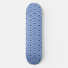 Kobalt Blue White Japanse golfpatroon Persoonlijk Skateboard