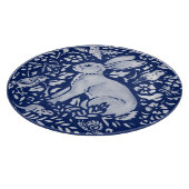 Kobalt Blue White Rabbit Hare Bird Woodland Snijplank (Hoek)