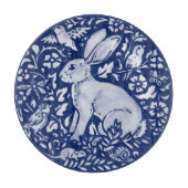Kobalt Blue White Rabbit Hare Bird Woodland Snijplank (Voorkant)