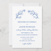 Kobalt Blue Wildflower bruiloft uitnodiging (Voorkant)