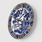Kobalt Blue Willow Bord Design Clock Grote Klok (Hoek)