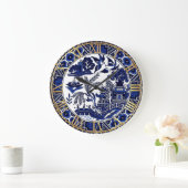 Kobalt Blue Willow Bord Design Clock Grote Klok (Huis)