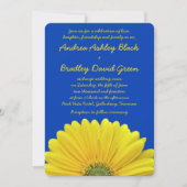 Kobalt Blue Yellow Gerber Daisy Wedding Invitation Kaart (Voorkant)