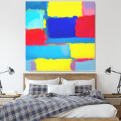 "Kobalt Carnaval" Abstracte kunst Canvas Afdruk (Insitu (Slaapkamer))