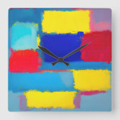 "Kobalt Carnaval" Abstracte kunst Vierkante Klok (Voorkant)