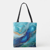 Kobalt Dreams: Een Oceanische Abstract Tote Bag (Achterkant)