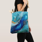 Kobalt Dreams: Een Oceanische Abstract Tote Bag (Dichtbij)