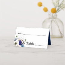 Kobalt Dusty Blue Cream Floral Waterverf Wedding