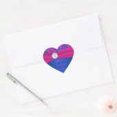Kobalt en Fuchsia Damask Heart Shaped Sticker (Envelop)