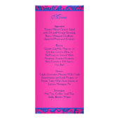 Kobalt en Fuchsia Damask Menu Kaart 2 (Achterkant)