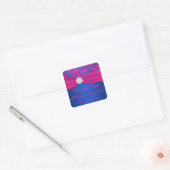 Kobalt en Fuchsia Damask Trouwgunst Sticker (Envelop)