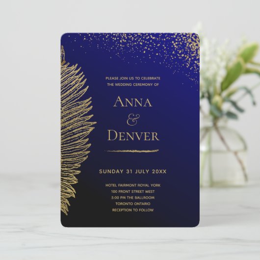 Kobalt en gouddstof kaart (Staand voorkant)