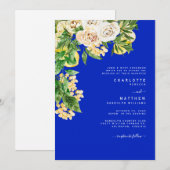 Kobalt Floral Lemon Bride Parents Tropical Wedding Kaart (Voorkant / Achterkant)