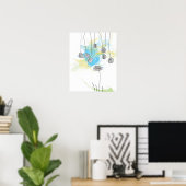 Kobalt Floral Splash-Poster Poster (Thuiskantoor)