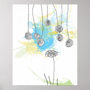 Kobalt Floral Splash-Poster Poster