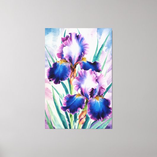 *~* Kobalt Iris Bloem Artsy Iris Schilderen AP84 Canvas Afdruk (Voorkant)