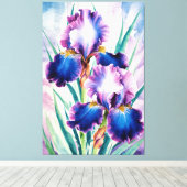 *~* Kobalt Iris Bloem Artsy Iris Schilderen AP84 Canvas Afdruk (Insitu (Houten vloer))