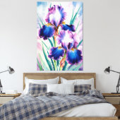 *~* Kobalt Iris Bloem Artsy Iris Schilderen AP84 Canvas Afdruk (Insitu (Slaapkamer))