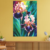 *~* Kobalt Irissen Bloem Artsy Iris Schilderen AP8 Canvas Afdruk (Insitu (Woonkamer))