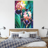 *~* Kobalt Irissen Bloem Artsy Iris Schilderen AP8 Canvas Afdruk (Insitu (Slaapkamer))