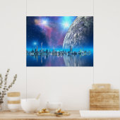 Kobalt Island Cites Scifi / Fantasy Art Print (Keuken)