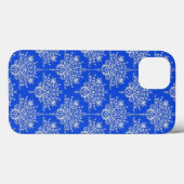 Kobalt Koningsblauw en Witte Damast Case-Mate iPhone Case (Achterkant (horizontaal))