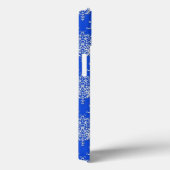 Kobalt Koningsblauw en Witte Damast Case-Mate iPhone Case (Achterkant / Rechts)