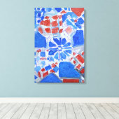 Kobalt & Koraal Geometrisch Abstract Expressionism Canvas Afdruk (Insitu (Houten vloer))