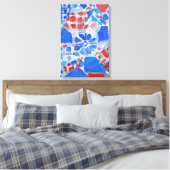 Kobalt & Koraal Geometrisch Abstract Expressionism Canvas Afdruk (Insitu (Slaapkamer))