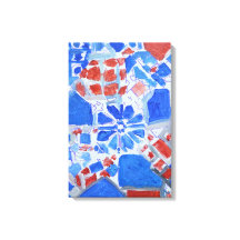 Kobalt & Koraal Geometrisch Abstract Expressionism