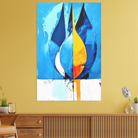 Kobalt Line Art Intrige Abstract Canvas Afdruk (Insitu (Woonkamer))