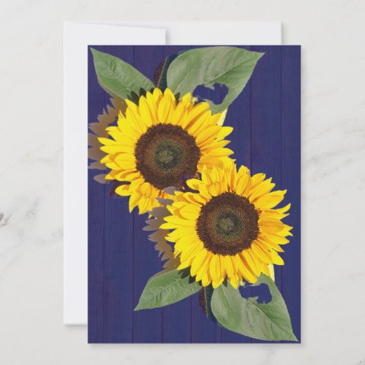 kobalt marine blauw hout zonnebloem rustieke bruil kaart (Achterkant)