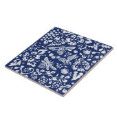 Kobalt Navy Blue Cobalt Beehive Floral Animal Tegeltje (Zijkant)