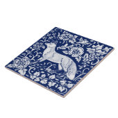 Kobalt Navy Blue Cobalt Fox Woodland Floral Morris Tegeltje (Zijkant)