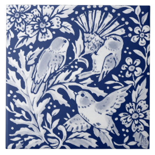Kobalt Navy Blue Woodland Animal op Thistle Tegeltje