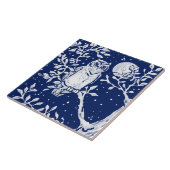 Kobalt Navy Blue Woodland Animal Owl Night Moon Tegeltje (Zijkant)