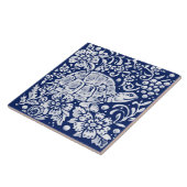 Kobalt Navy Blue Woodland Turtle Snail Floral Tegeltje (Zijkant)