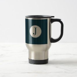 Kobalt Pinstripe Single Monogram Mok