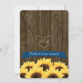 KOBALT RUSTIC SUNFLOWER VRIJGEZELLENFEEST INVITE KAART (Achterkant)