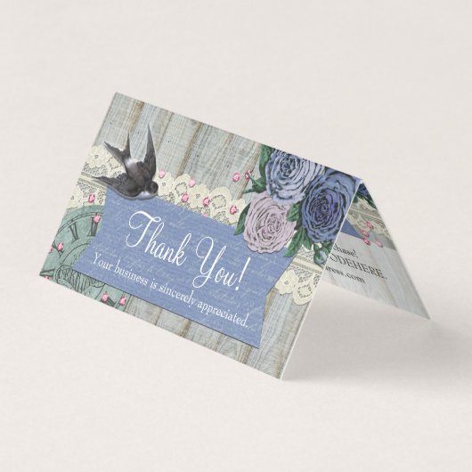 kobalt Shabby - Hartelijk dank voor uw kaart (Voorkant)