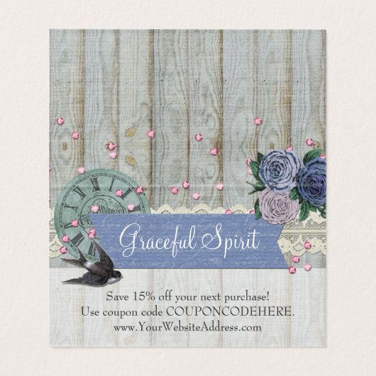  kobalt Shabby - Hartelijk dank voor uw kaart (Binnenkant ongevouwen)