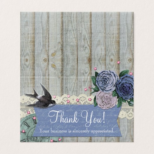  kobalt Shabby - Hartelijk dank voor uw kaart (Buitenkant ongevouwen)