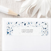 Kobalt Stone Blue Terrazzo Pattern Etiket (Insitu)