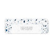 Kobalt Stone Blue Terrazzo Pattern Etiket (Voorkant)