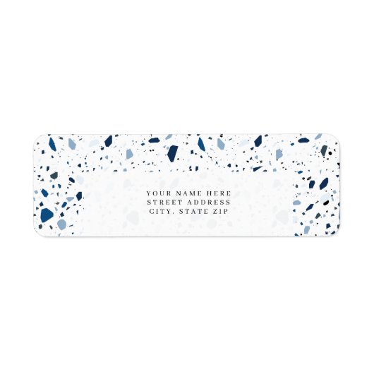 Kobalt Stone Blue Terrazzo Pattern Etiket (Voorkant)