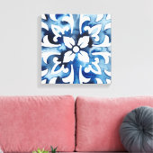 Kobalt Tegel II Canvas Afdruk (Insitu (Woonkamer))