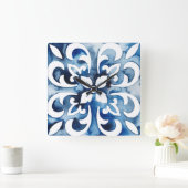 Kobalt Tegel II Vierkante Klok (Huis)